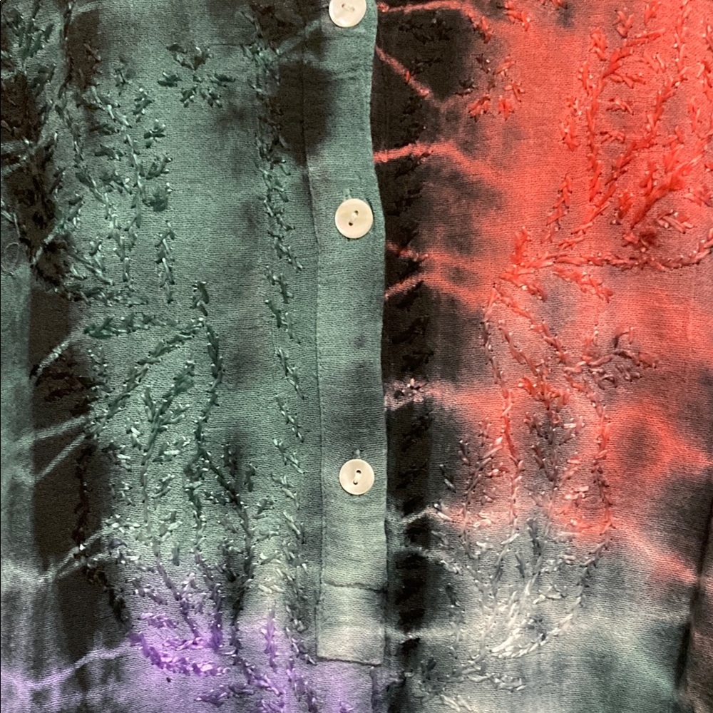 Women’s Red and Purple Casual Button Down Shirt - Picture 3 of 14
